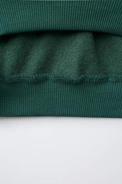 ZARA ТОЛСТОВКА С НАДПИСЬЮ, МЯГКИЙ ЗЕЛЕНЫЙ