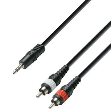 Adam Hall K3YWCC0300 - кабель аудио TRS 3.5 mm stereo - 2 x RCA (M), 1 x 0.22 мм2, 3.0 м, черный