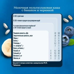 Каша Gerber молочная мультизлаковая с бананом и черникой, с 6 месяцев, 180 г