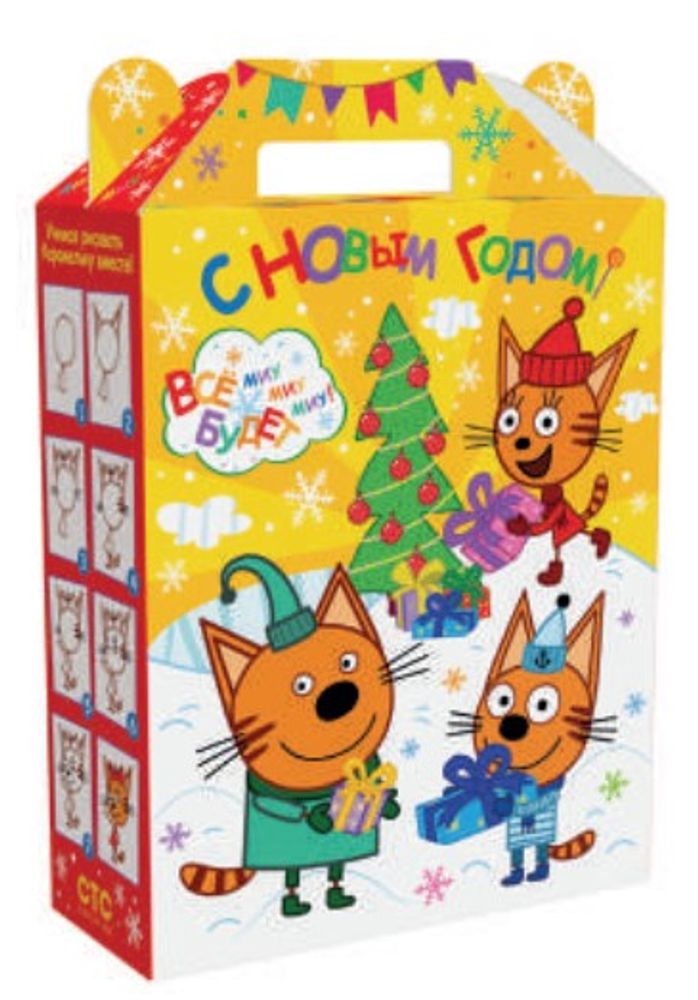 Подарочная коробка "Три кота" 900гр (1/200шт)