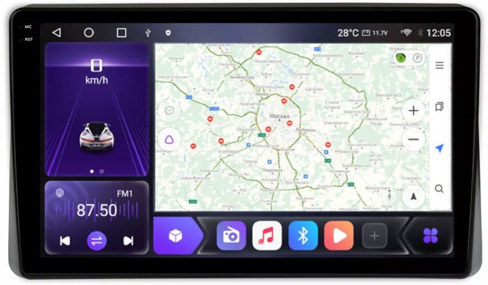 Магнитола для Volkswagen T5, T6, Tiguan, Passat, Polo, Jetta, Amarok, Golf и др., Skoda Fabia, Rapid - Kuberg SF-1075 QLed+2K, Android 12, Быстрая, CarPlay, 4G SIM-слот