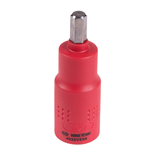 KING TONY (4025VE08) Насадка (бита) торцевая диэлектрическая 1/2", HEX, 8 мм, L = 75 мм