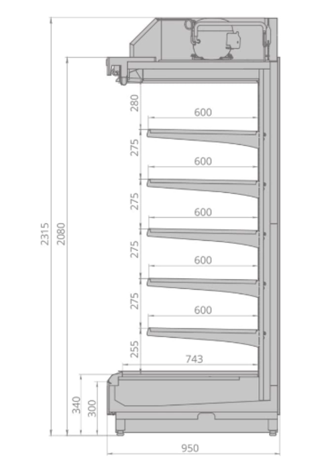 Горка холодильная BRANDFORD Cronox 2080.950.250
