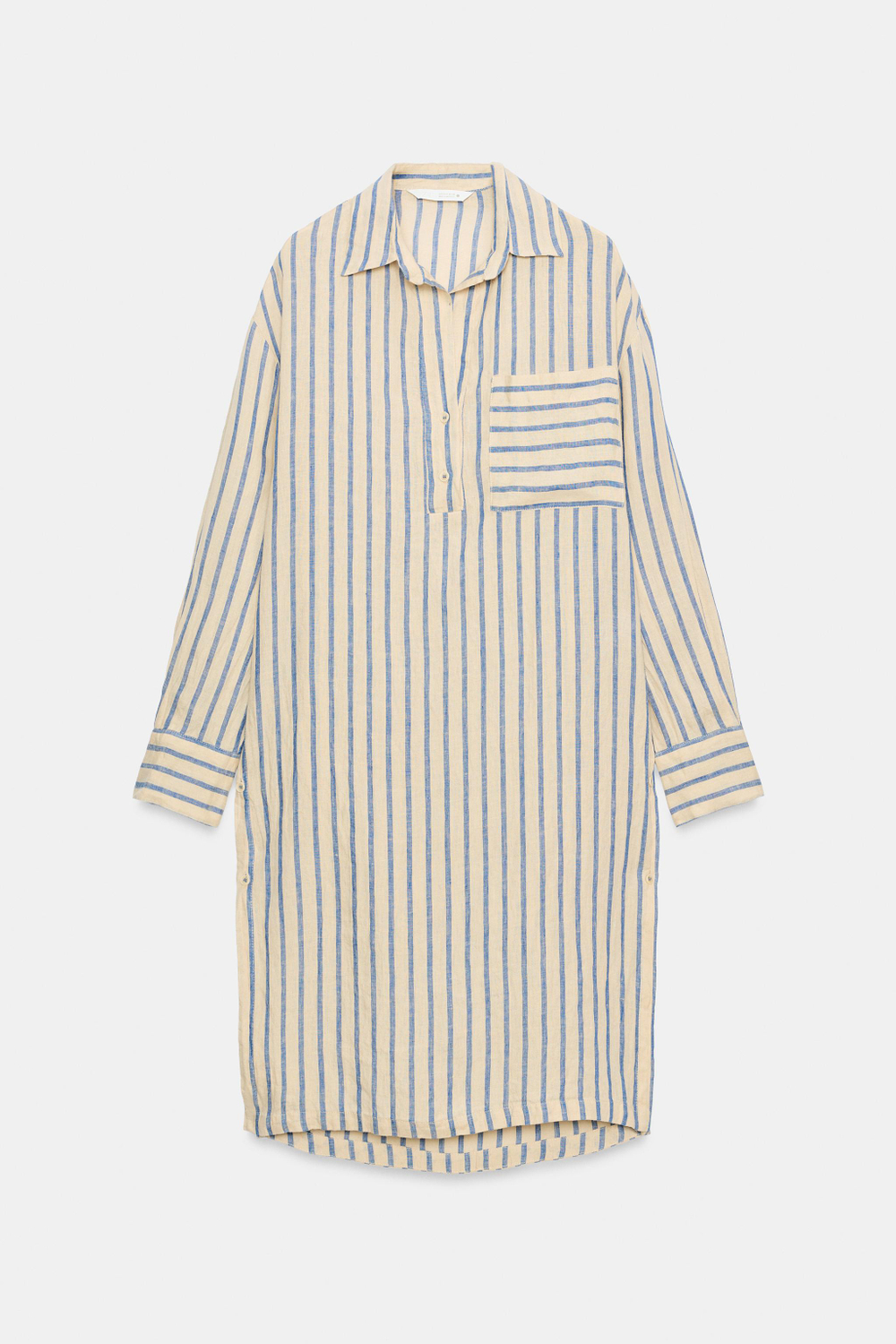 ПЛАТЬЕ-РУБАШКА В ПОЛОСКУ ИЗ 100% ЛЬНА — ZW COLLECTION — ZARA