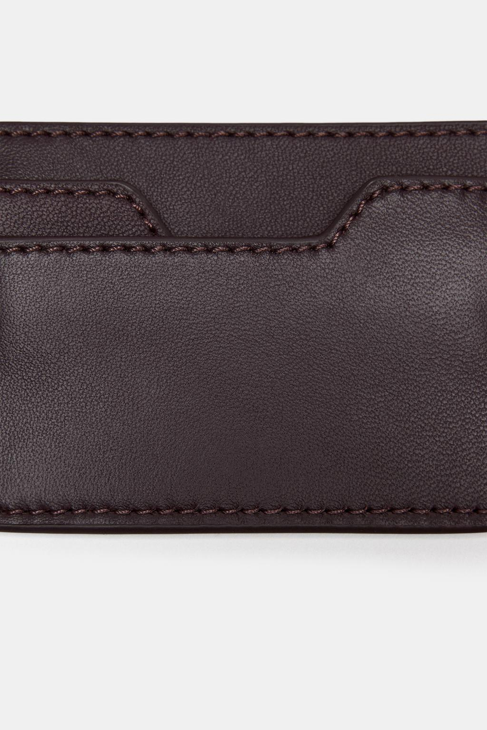 ZARA КОЖАНЫЙ КОШЕЛЕК-КАРТХОЛДЕР, БАКЛАЖАННЫЙ