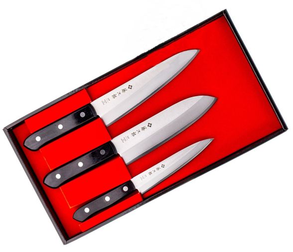 Цена наНабор из 3-х кухонных ножей Tojiro Western Knife FT-014, сталь VG-10, рукоять стабилизированная древесина
