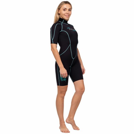 Гидрокостюм женский Marlin Malibu Shorty Lady 2,5 мм черно-голубой