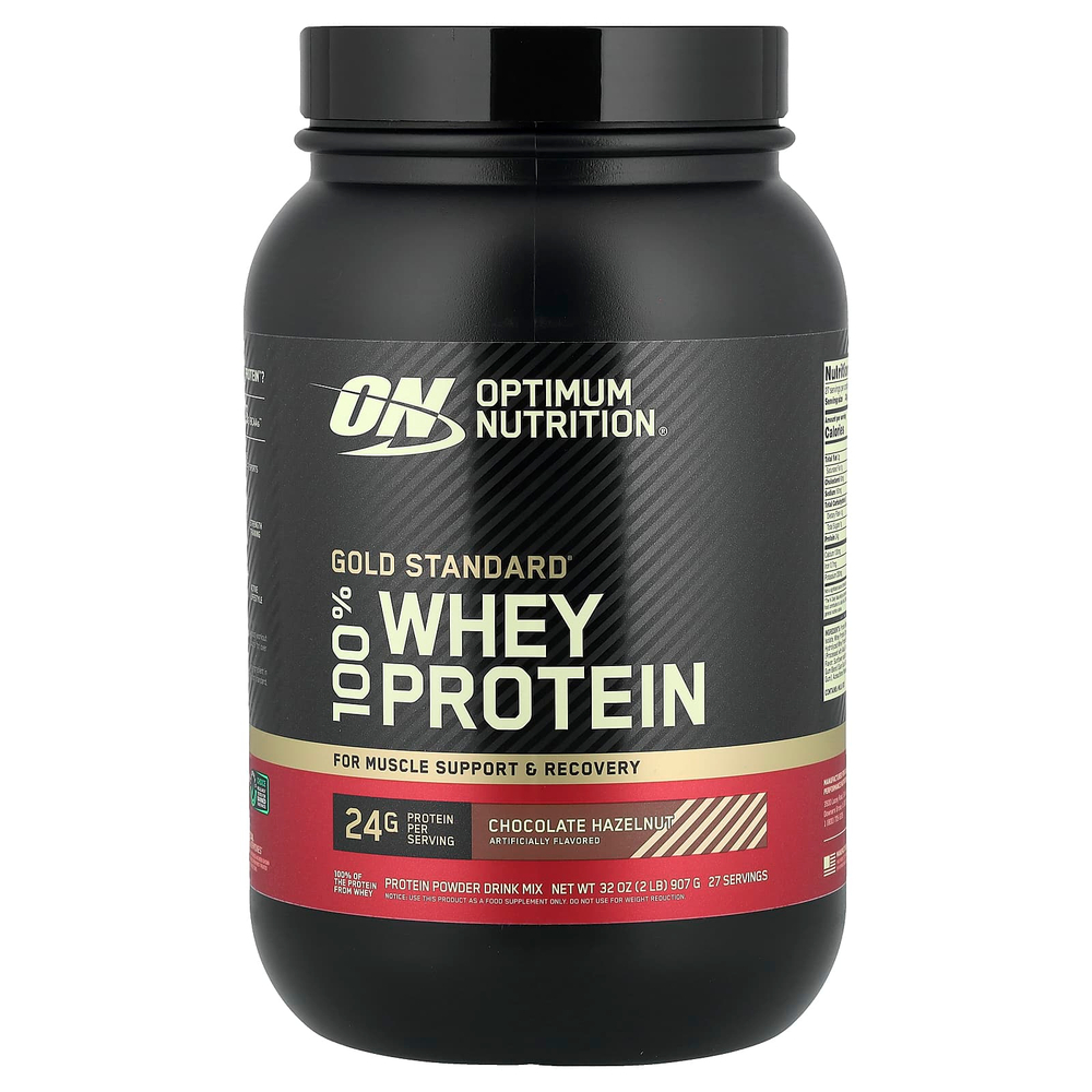 Optimum Nutrition, Gold Standard, 100% сыворотка, со вкусом фундука в шоколаде, 907 г (2 фунта)