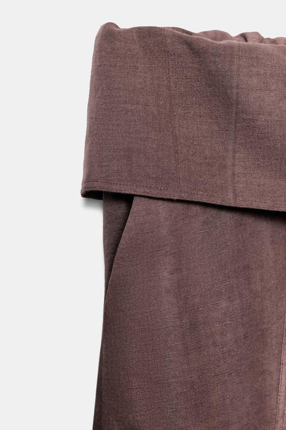 ZARA БРЮКИ С ОТВОРОТОМ НА ПОЯСЕ, КОРИЧНЕВЫЙ