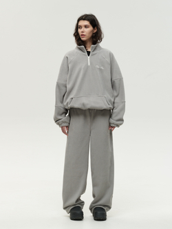Drawstring Half-Zipped Sweatshirt Grey