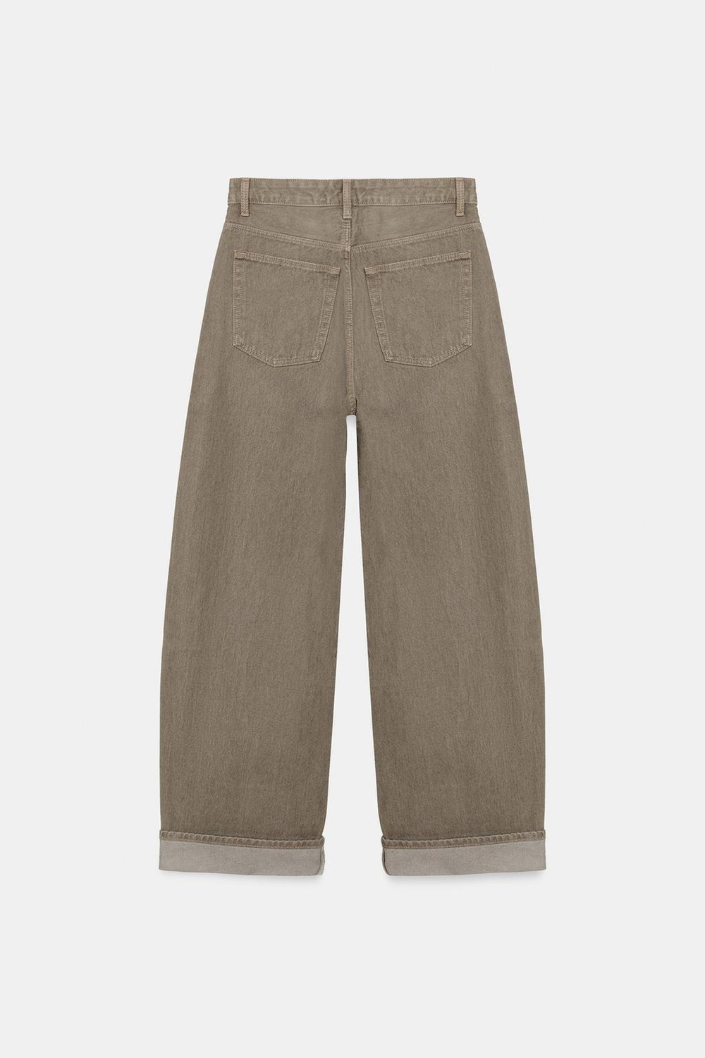ZARA ДЖИНСЫ TRF BAGGY FOLDED СО СРЕДНЕЙ ПОСАДКОЙ, СЕРО-КОРИЧНЕВЫЙ