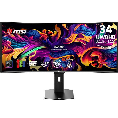 Монитор MSI TFT 34" MPG 341CQR QD-OLED X36 (3440x1440, OLED, 360 Гц, 0.03 мс, 300 cd/m2, 1.5M:1, 178°, HDMI, DP)