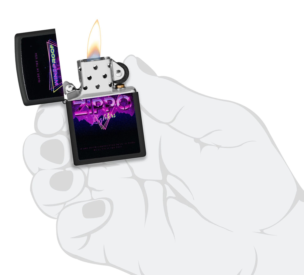 Зажигалка ZIPPO Sign Design с покрытием Black Matte, латунь/сталь, черная, 38x13x57 мм, шт