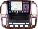 Магнитола для Toyota Land Cruiser 100, Lexus LX470 1998-2002 (климат на ШГУ, рамка дерево) - FarCar S500-TS20 монитор 9.5" 2K QLED на Android 14, Быстрейшая, CarPlay, 4G SIM-слот