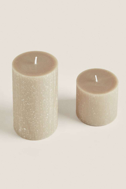 ZARA HOME ДЛИННАЯ ЦИЛИНДРИЧЕСКАЯ СВЕЧА,  КОРИЧНЕВЫЙ/ЗЕЛЕНЫЙ