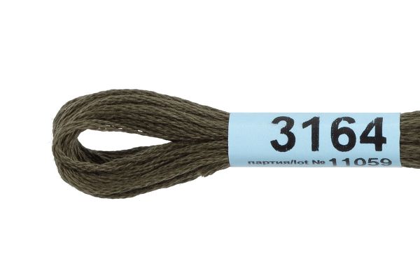 Мулине Gamma 100% хлопок, цв.3164 т.коричневый-хаки, 24 мотка по 8 метров