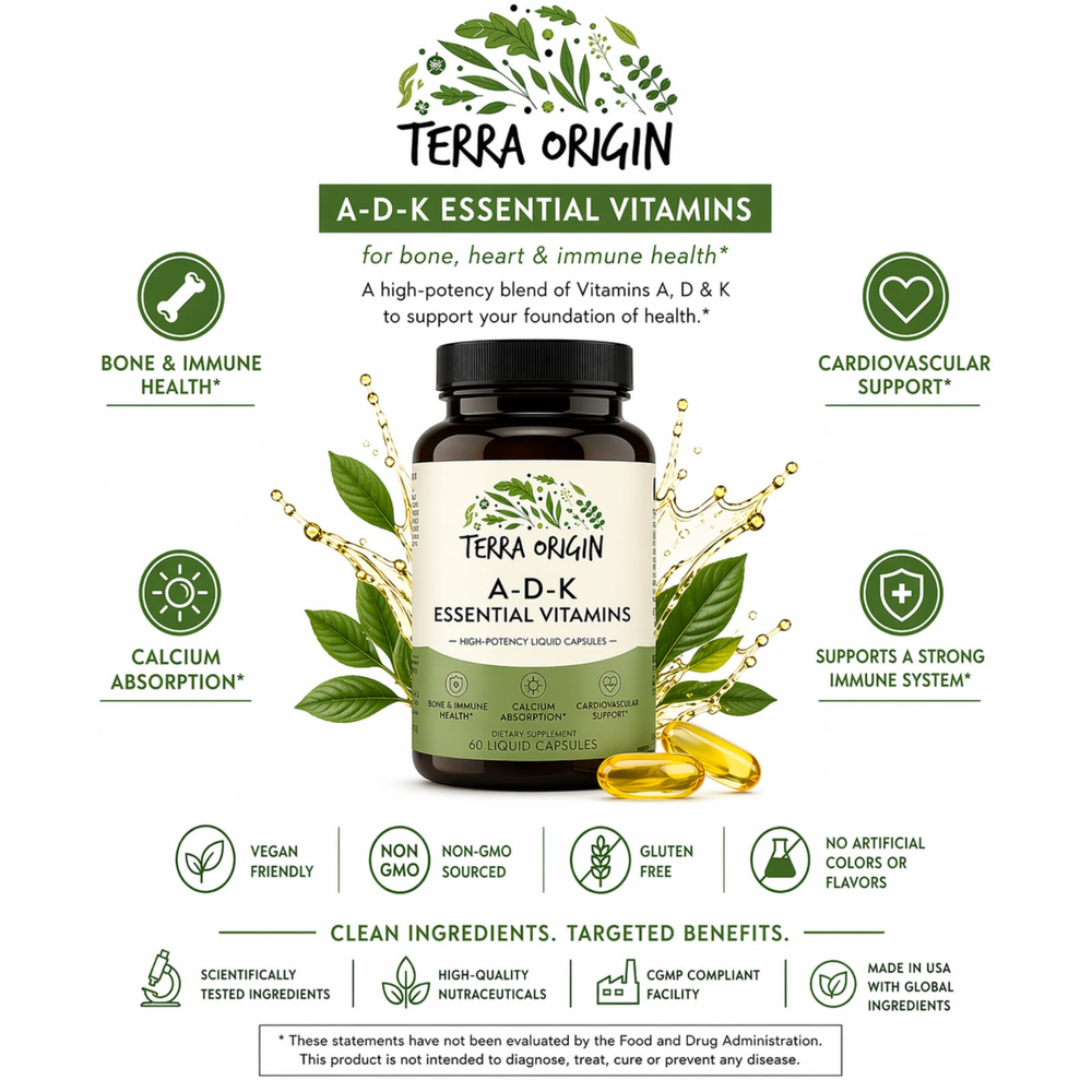Terra Origin, ADK Essential Vitamins, 60 жидких капсул