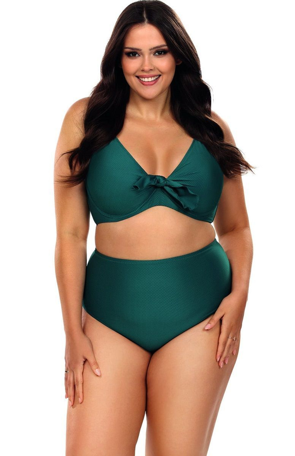 Раздельный купальник plus size: мягкий лиф и трусики-слипы (Размер: 90F/44) (Цвет: изумрудный)