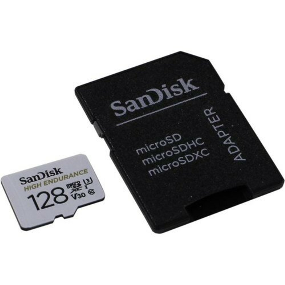 Карта памяти SanDisk High Endurance 128Гб microSDXC, C10/UHS-I U3, с адаптером SD (SDSQQNR-128G-GN6IA)