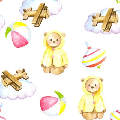 детский принт акварельные игрушки