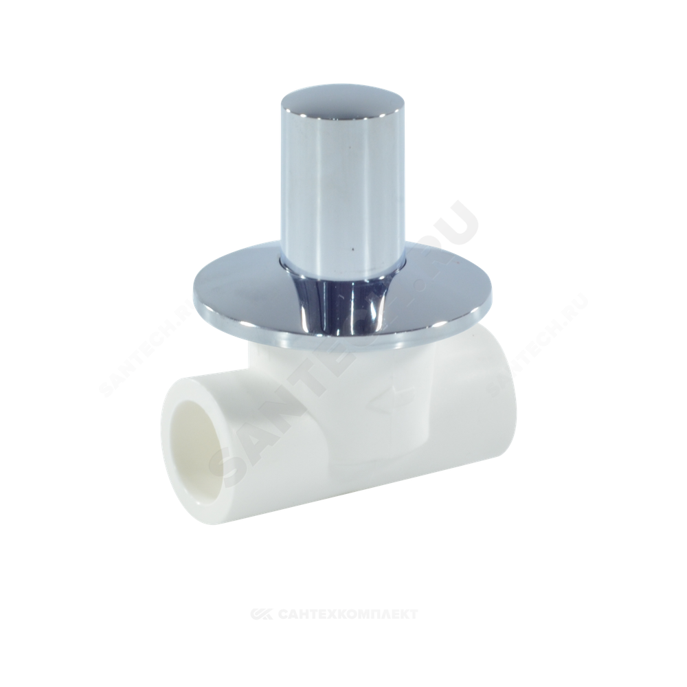 Клапан (вентиль) PP-R запорный белый хромированный Дн 25 Ру25 VALFEX 11154025