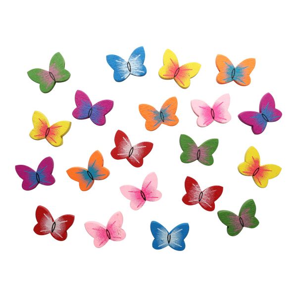 Бусины дерево 20х15 мм, цветной микс, бабочки, 15гр/упак, Astra&Craft 4AR401