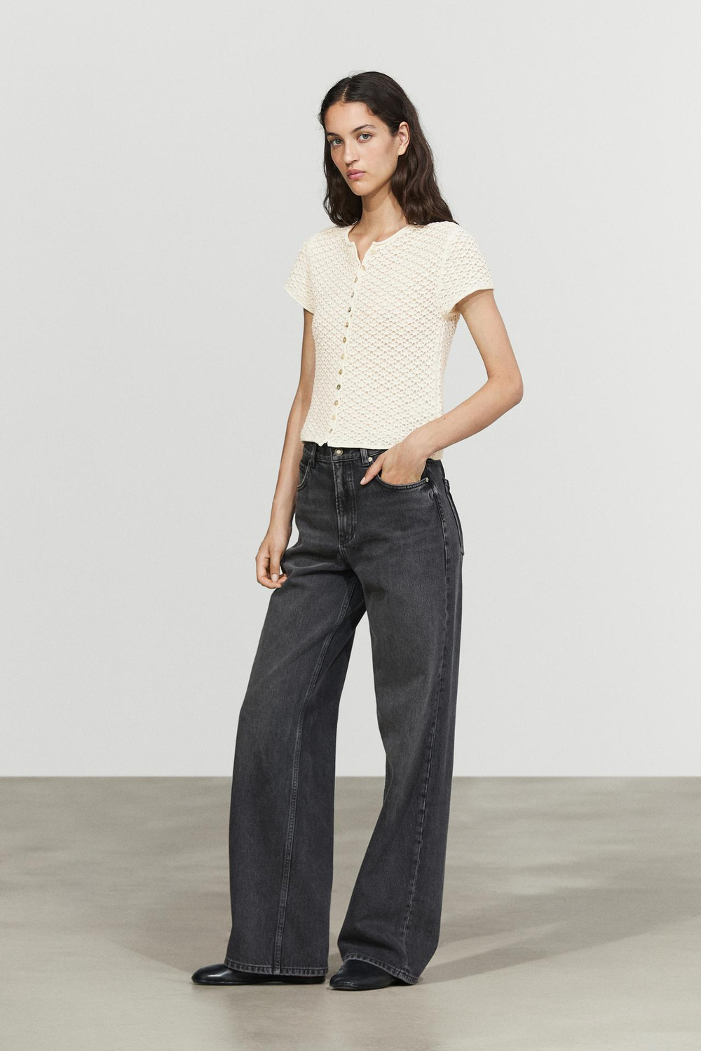 Massimo Dutti Вязаный кардиган, кремовый