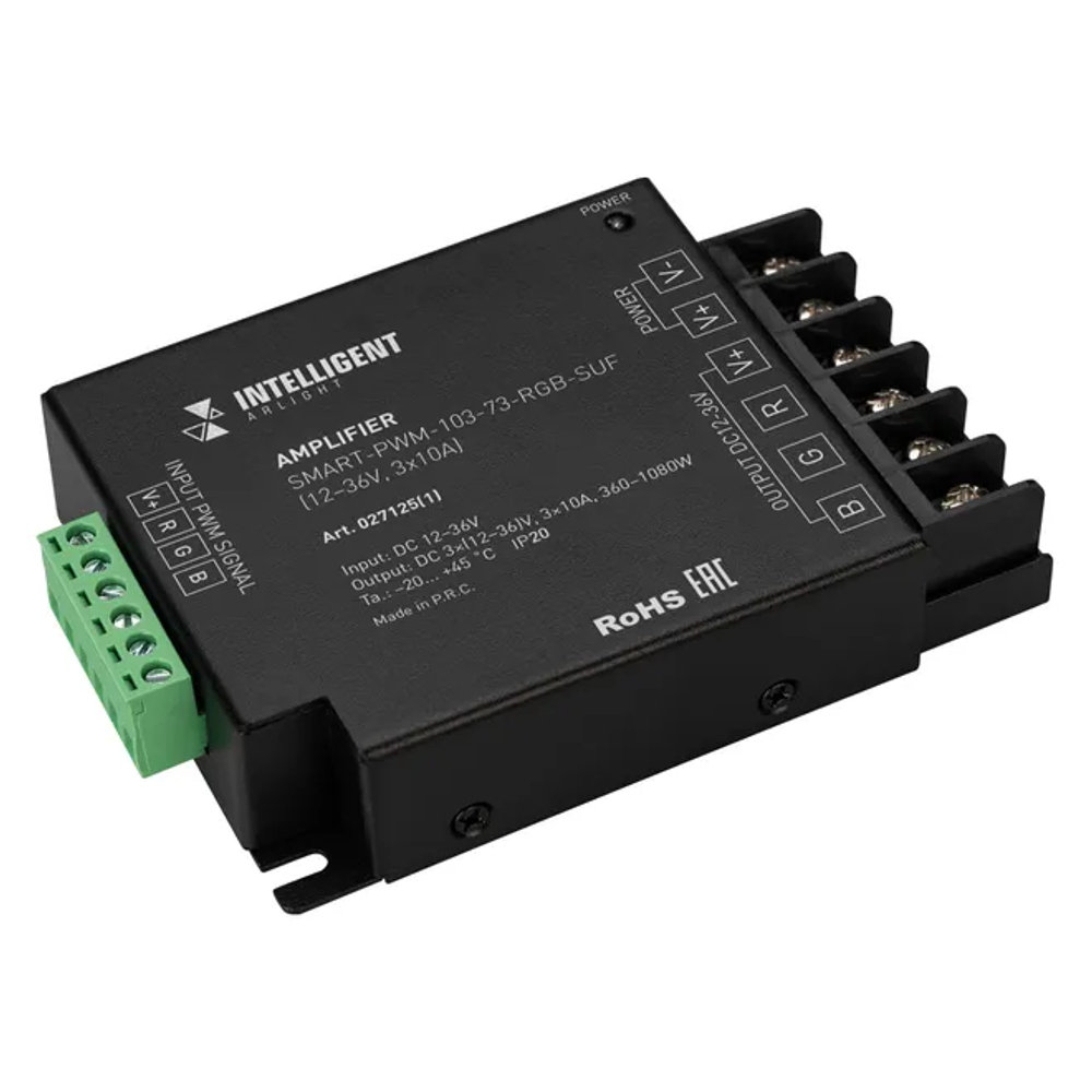INTELLIGENT ARLIGHT Усилитель SMART-PWM-103-73-RGB-SUF Black (12-36V, 3x10A) (IARL, IP20 Металл, 5 лет) 027125(1)