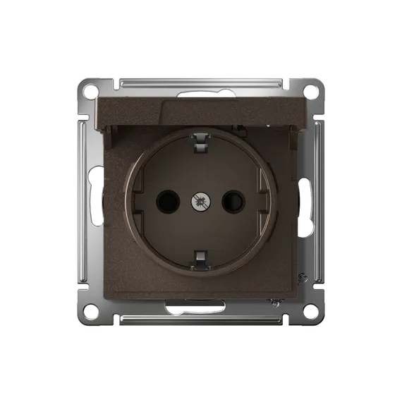 Розетка с крышкой Systeme Electric AtlasDesign Мокко, самозажимные клеммы ATN000646S