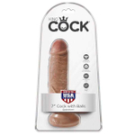 Фаллоимитатор на присоске с мошонкой King Cock 7 Cock with Balls, телесный загорелый (Цвет: коричневый)