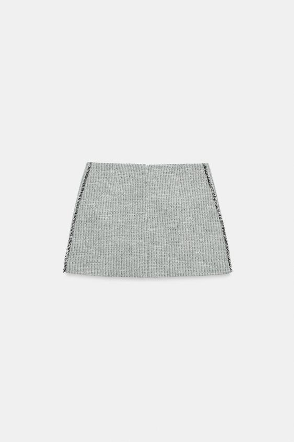 ZARA СТРУКТУРИРОВАННАЯ МИНИ-ЮБКА С НЕОБРАБОТАННЫМ КРАЕМ, ЗЕЛЕНЫЙ/ЭКРЮ