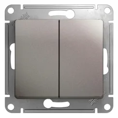 Переключатель проходной двухклавишный Systeme Electric Glossa Платина GSL001265