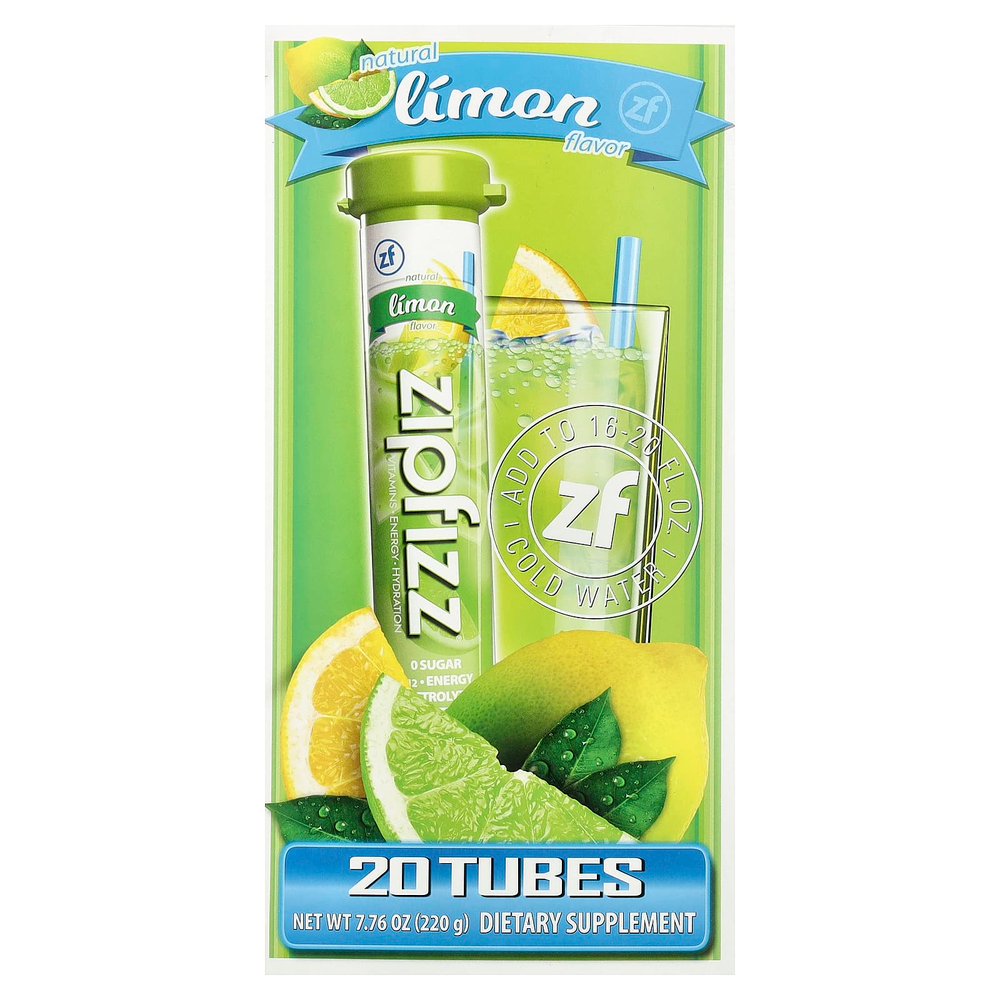 Zipfizz, смесь для энергетического напитка, со вкусом лимона, 20 тюбиков по 11 г (0,39 унции)