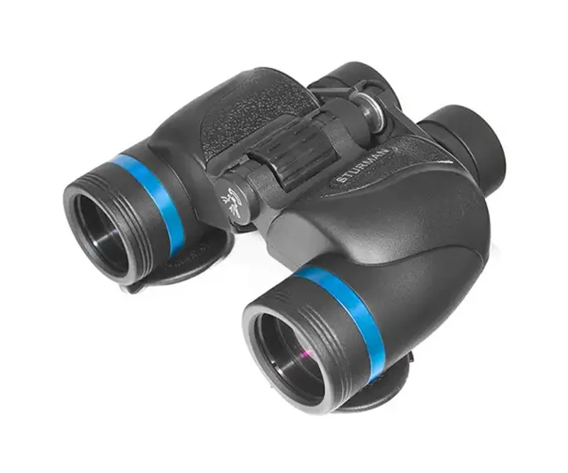 Бинокль Sturman 8x40 WP WA с черно-синим дизайном, фронтальный ракурс