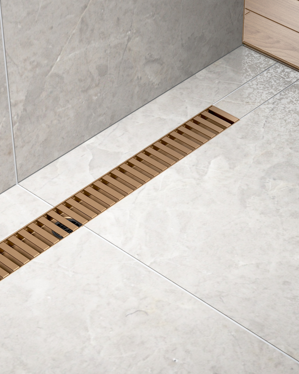 Душевой лоток Drain System 700 DS230107/19 Розовое золото, с вставкой «Lines»