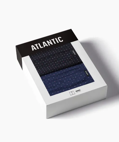Трусы (2 шт) мужские семейные Atlantic 2MBX-090, хлопок, темно-синий + темно-голубой