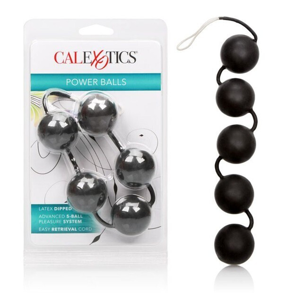Пять шариков в латексной оболочке California Exotic "Anna Malles Power Balls" (Цвет: черный)