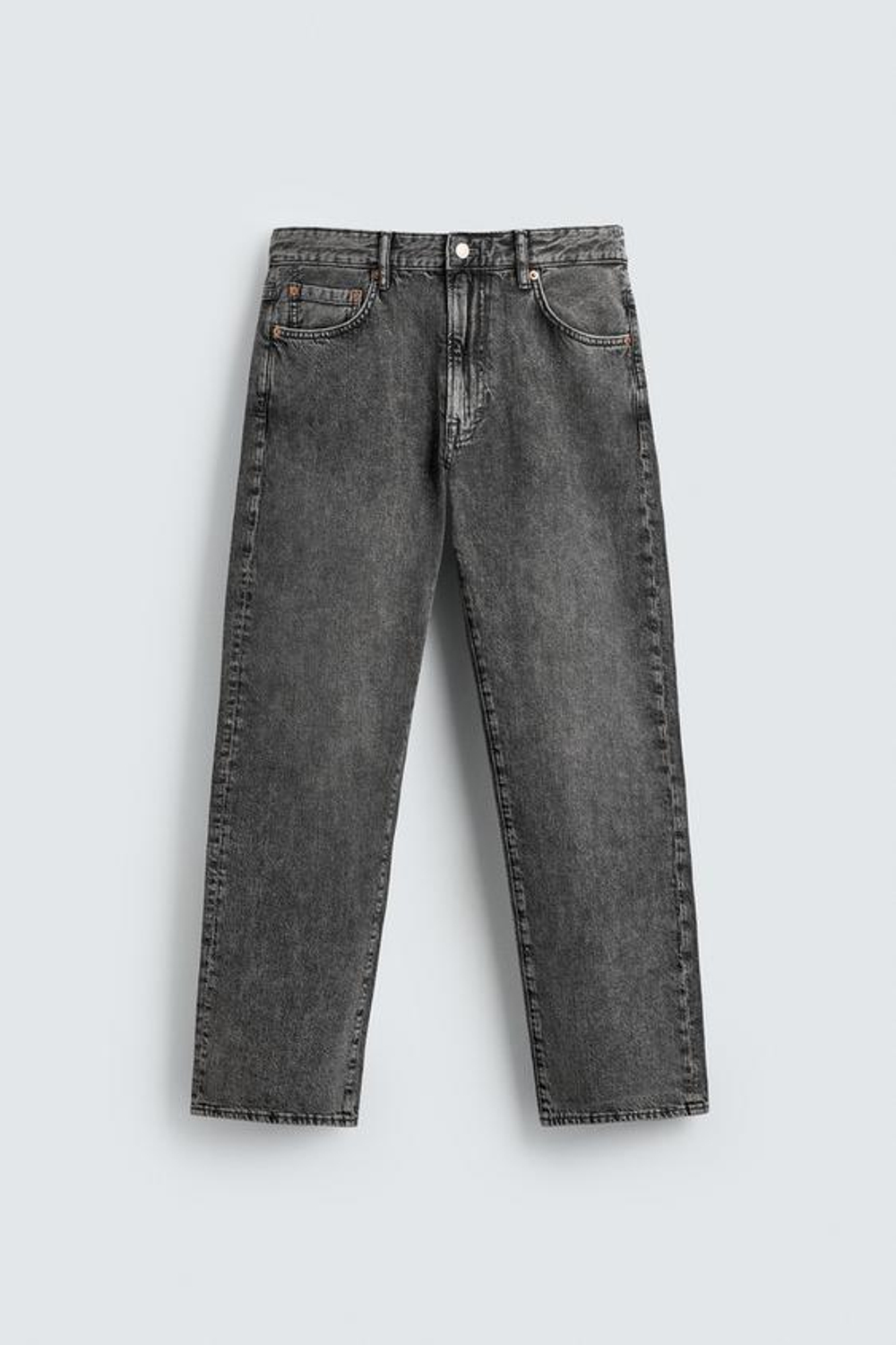 ZARA ДЖИНСЫ REGULAR FIT ОБЛЕГЧЕННЫЕ, СЕРЫЙ