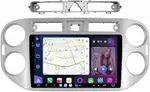 Магнитола для Volkswagen Tiguan 1 2007-2011, Golf Plus (аварийка треугольная, рамка серебро) - FarCar S500-TS20 монитор 9.5" 2K QLED на Android 14, Быстрейшая, CarPlay, 4G SIM-слот