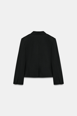 ZARA КОРОТКИЙ БЛЕЙЗЕР С ЛАЦКАНАМИ, ЧЕРНЫЙ