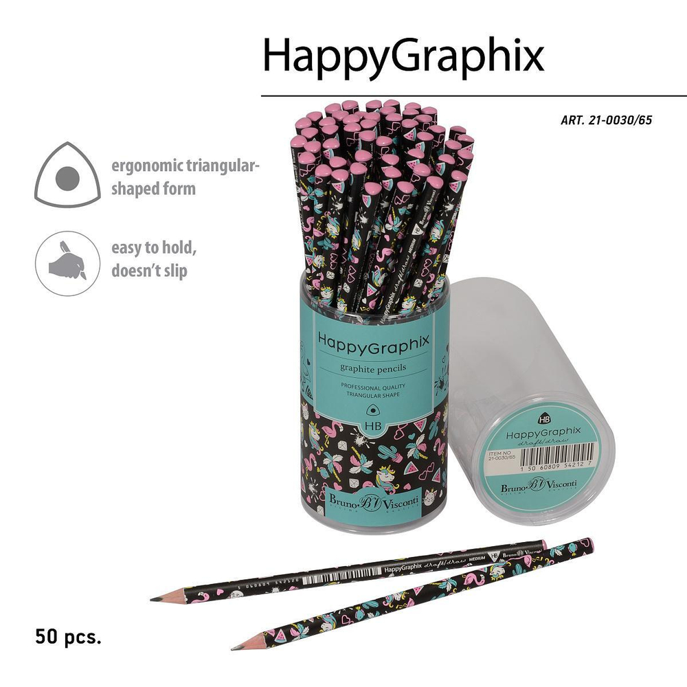 Карандаш ч/г НВ "HappyGraphix. Сказочные животные. Единорожки" (Bruno Visconti)