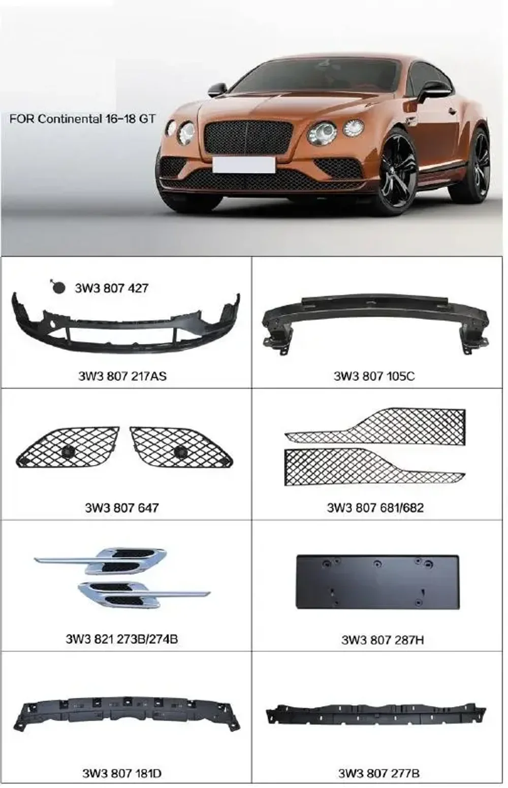 Обвес для Bentley Continental GT Supersport 2015-2018 Бентли Континенталь