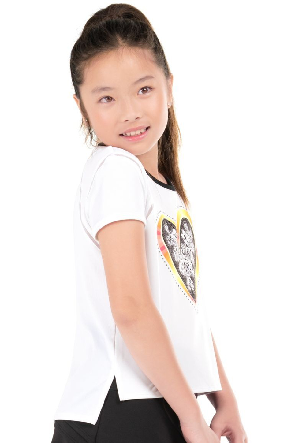 Футболка для девочки теннисная Lucky in Love Paisley In Love Short Sleeve - white