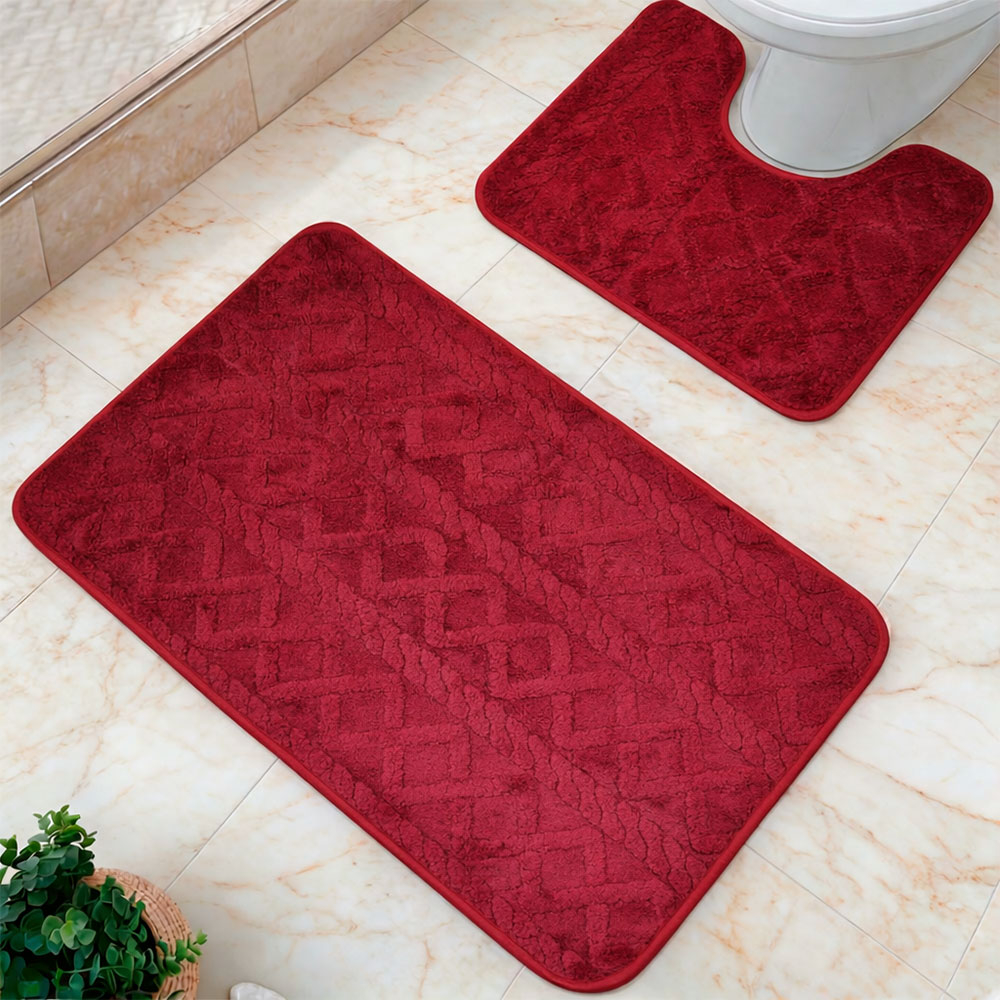 Комплект ковриков для ванной 2шт 50*80см/40*50см, п/э, A090244-5 красный