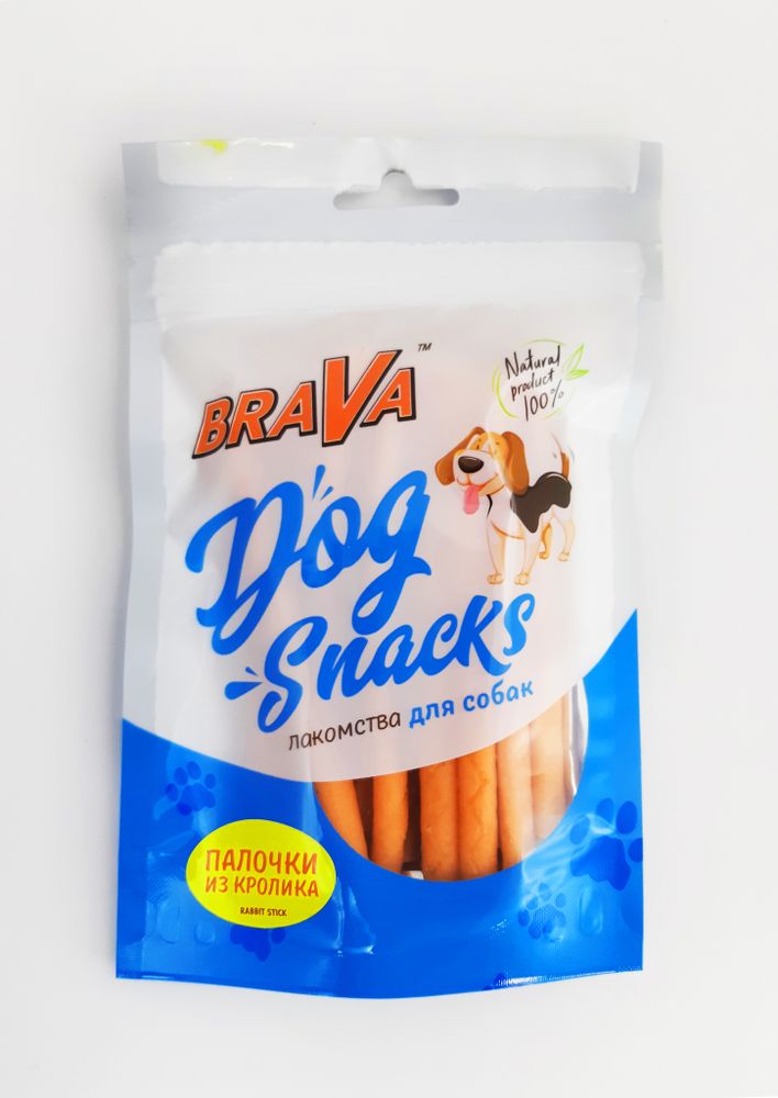 BRAVA Лакомство для собак палочки из кролика 90 г BRAVA Лакомство для собак палочки из кролика 90 г