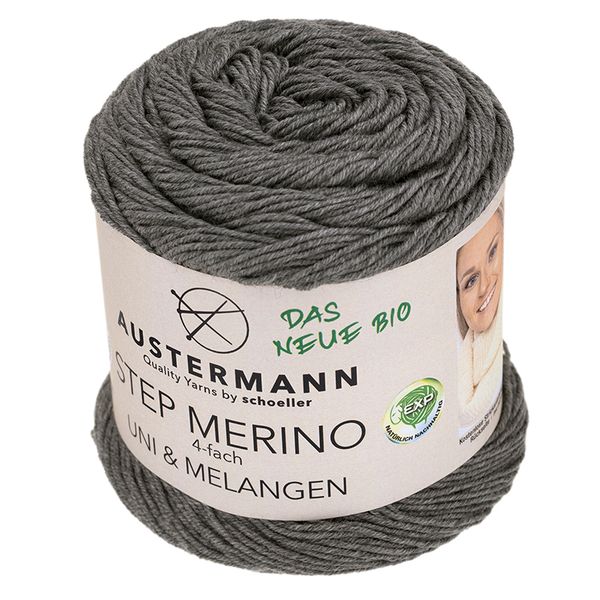 Пряжа Austermann (Аустерманн) Step Merino 4-fath Uni&Melangen Gots / уп.5 мот. по 100 г, 400м, серый