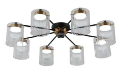Люстра потолочная NewRgy 15783STD/8 МАТОВЫЙ ЧЕРНЫЙ+ЛАТУНЬ, 8×15 Вт, чёрная и латунная