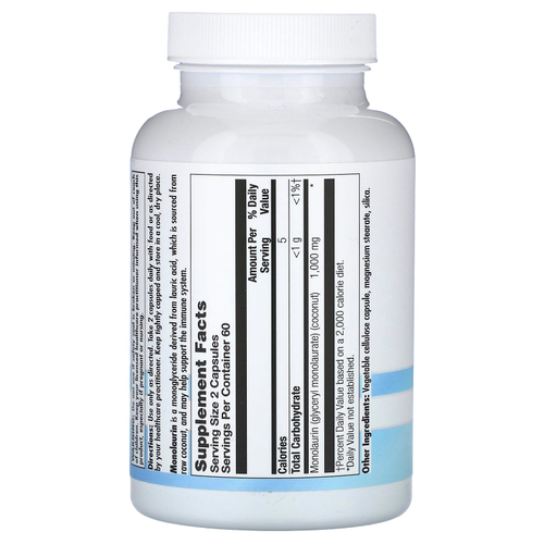 Nutra BioGenesis, монолаурин, 120 капсул (500 мг в 1 капсуле)