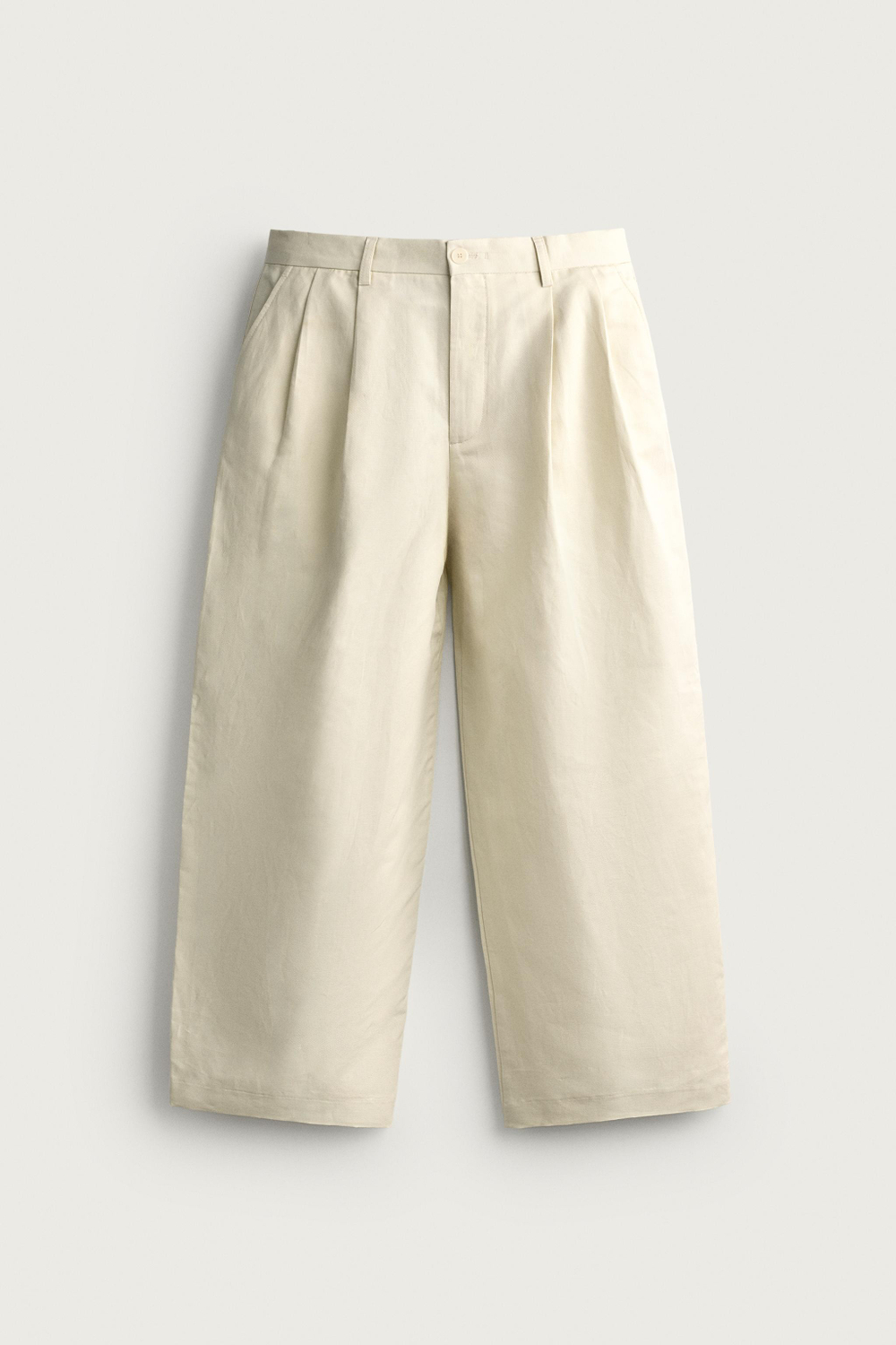 БРЮКИ ЧИНОС ИЗ ХЛОПКА И ЛЬНА СО СКЛАДКАМИ — ZARA