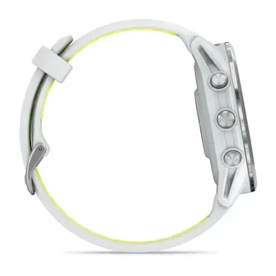 Умные часы Garmin Forerunner 970 с серебристым безелем и желто-белым ремешком